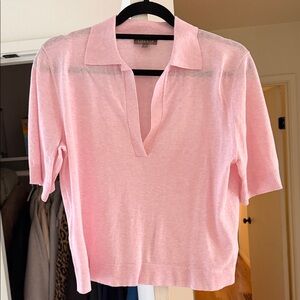 Lilla P Light Pink Short-Sleeve V-Neck Polo Size Small